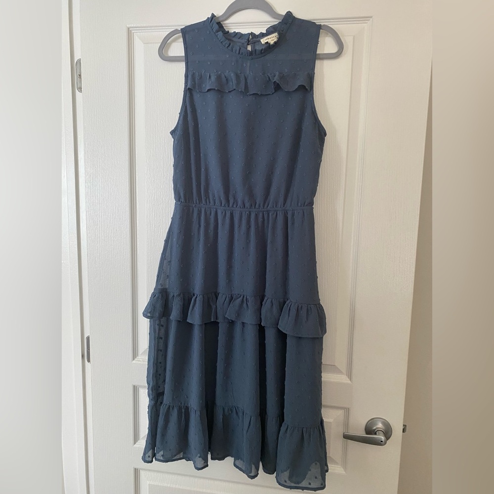 Monteau Blue Tiered Ruffle Dress